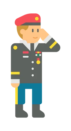 Army officer saluting Illustration