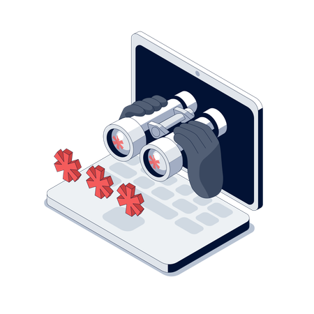 Escroc surveillant le mot de passe  Illustration