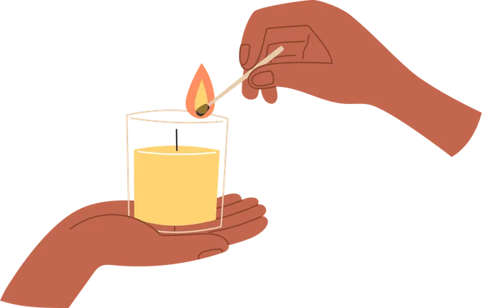 Scented Candle In Hand In Flat Style Illustration