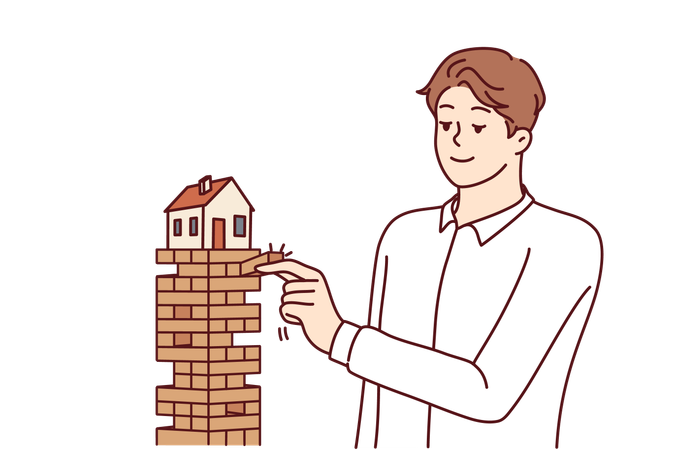 El arquitecto está construyendo la estructura de la casa.  Ilustración