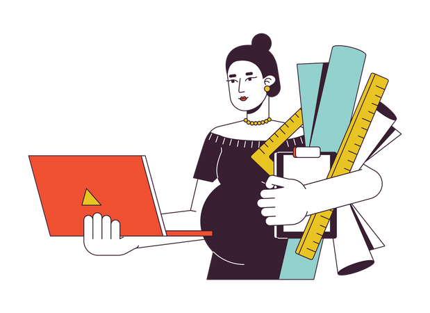Arquitecto femenino con equipo de diseño  Ilustración