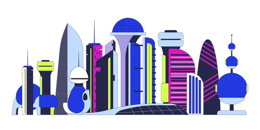 Arquitectura futurista ciudad futurista  Ilustración