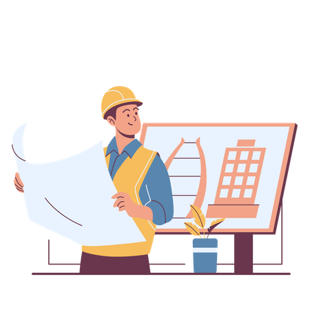 Arquiteto masculino no trabalho  Ilustração