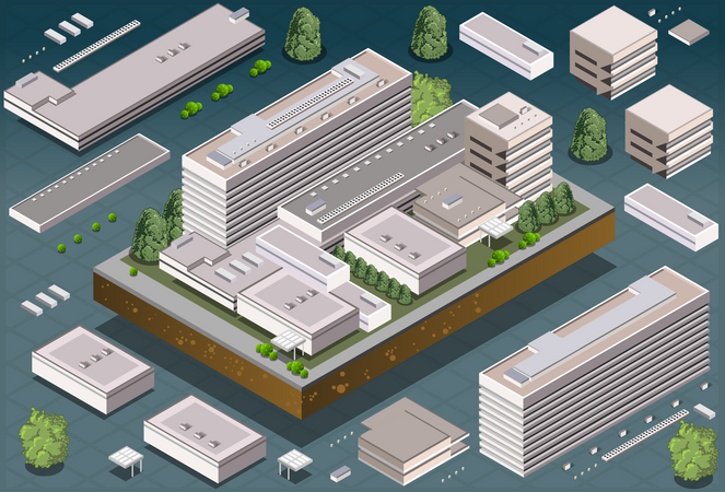 Arquitetura de prédio universitário  Ilustração