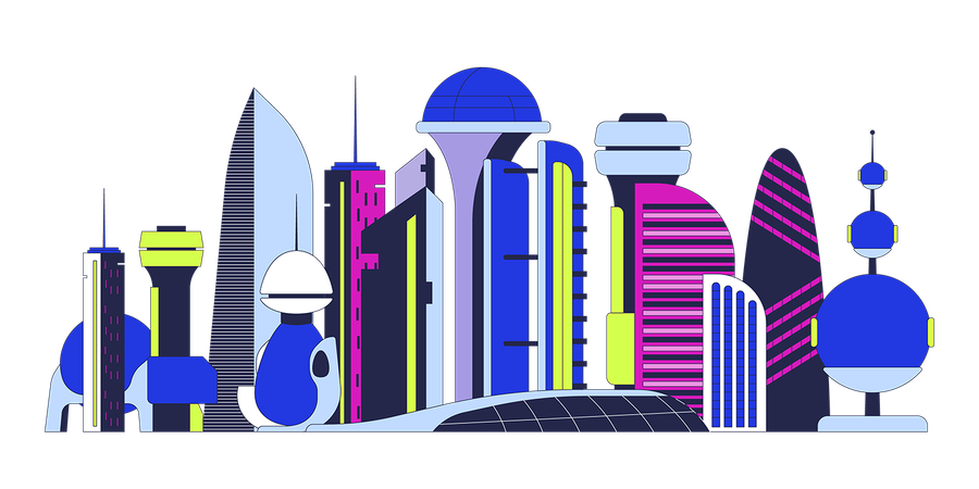 Arquitetura futurista futurismo cidade  Ilustração