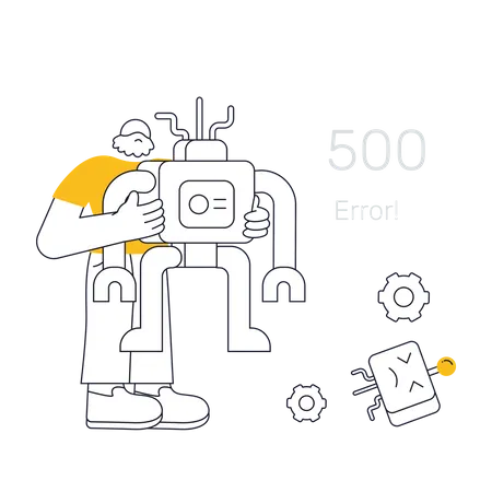 Arreglar El Robot Para El Error 505 De Illustrator Ilustración