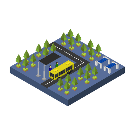 Arrêt d'autobus  Illustration