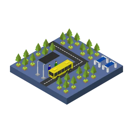 Arrêt d'autobus  Illustration