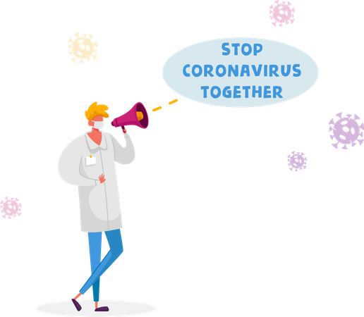 Arrêter le coronavirus ensemble motivation  Illustration