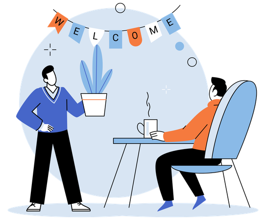 Arrival new employee signifies growth and progress within organization  Illustration