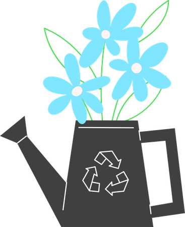 Arrosoir avec des fleurs qui poussent dessus  Illustration