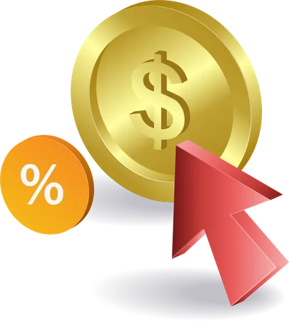 Arrow click coin money online business  Illustration