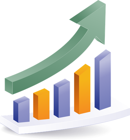 Arrow with bar graph business analyst  Illustration