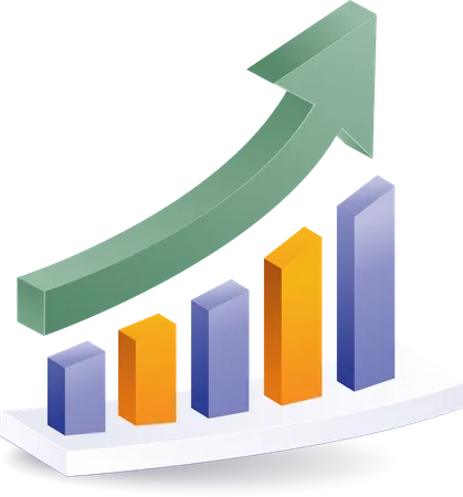 Arrow with bar graph business analyst  Illustration