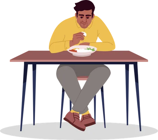 Hombre comiendo arroz  Ilustración