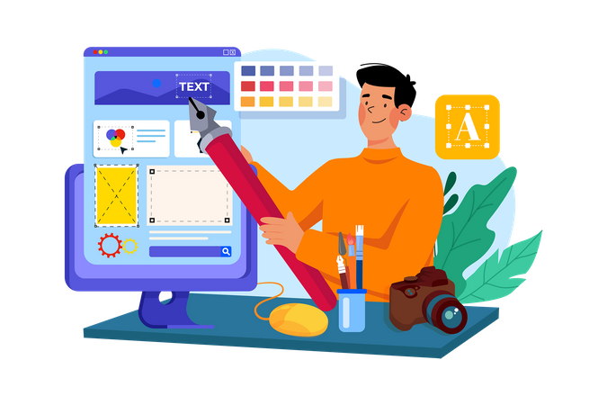 Art director design visual elements for advertising campaign  Illustration