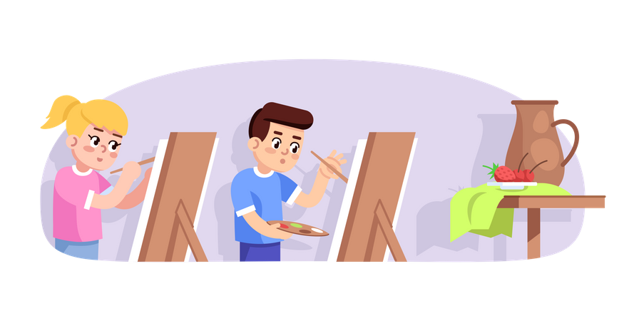 Art lesson for children  Illustration