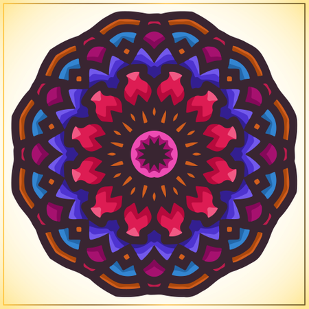 Art de mandala indien coloré avec élément de motifs floraux  Illustration