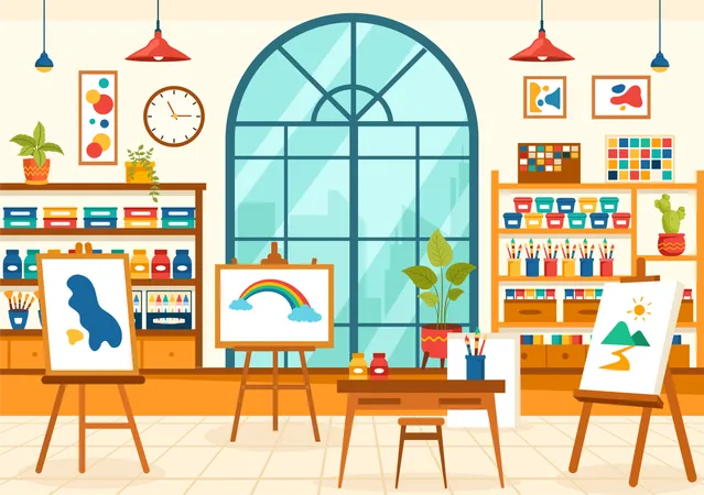 Art Store with Painting Supplies  Illustration