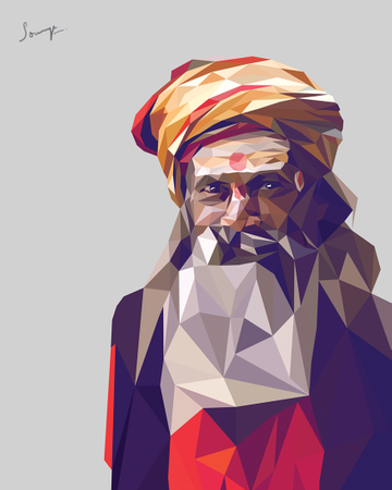 Arte Indiana Sadhu Lowpoly  Ilustração