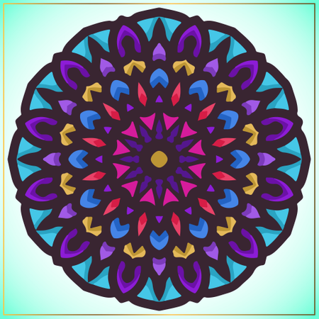 Arte de mandala colorida com elemento de motivos florais  Ilustração