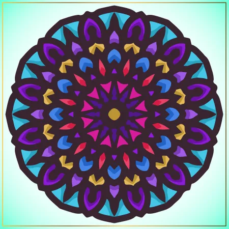 Arte de mandala colorida com elemento de motivos florais  Ilustração
