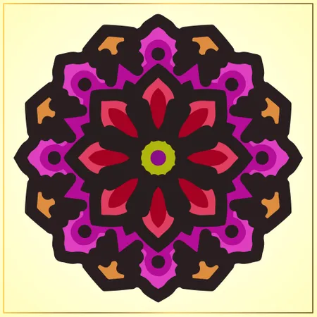 Arte de mandala colorida com elemento de motivos florais  Ilustração