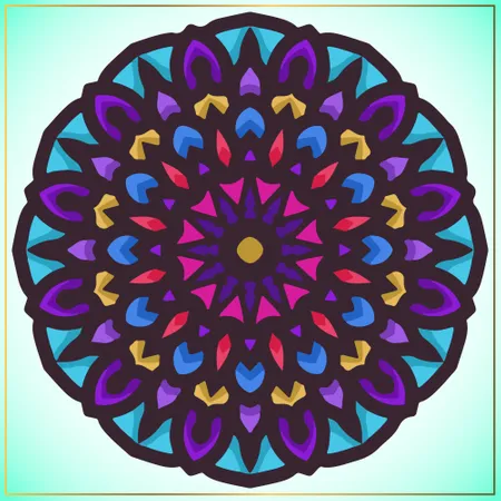 Colorido arte mandala con elemento de motivos florales.  Ilustración