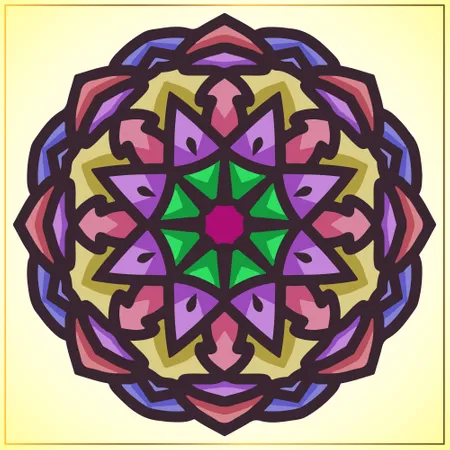 Arte mandala colorido vintage con elemento de motivos florales  Ilustración