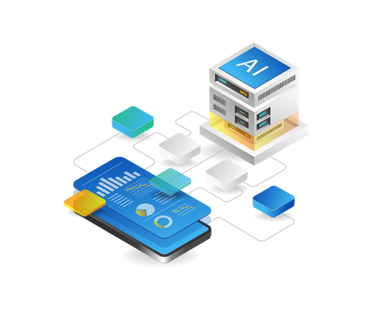 Artificial intelligence analysis network  Illustration