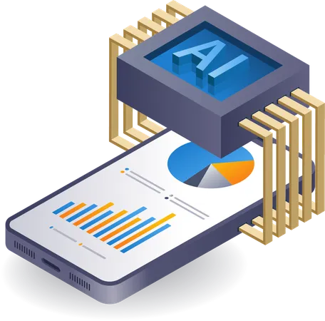 Artificial intelligence analyst smartphone  Illustration