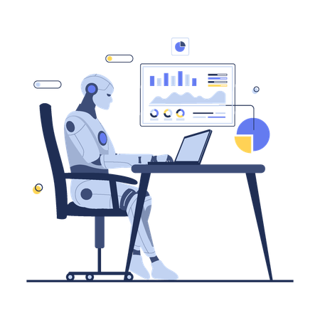 Artificial intelligence analyzes business  Illustration
