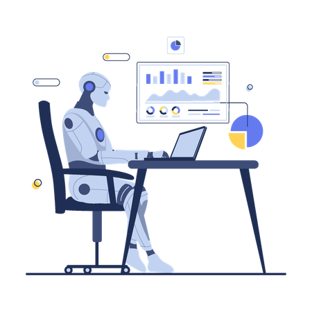 Artificial intelligence analyzes business  イラスト