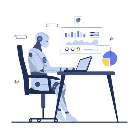 Artificial Intelligence Analyzes Business Flat Vector Illustration Illustration