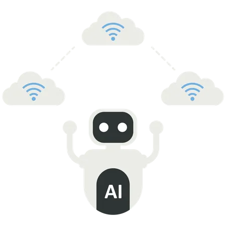 Artificial Intelligence and Computer Cloud Technology  Illustration