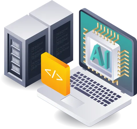 Artificial Intelligence and Server Data Management  Illustration