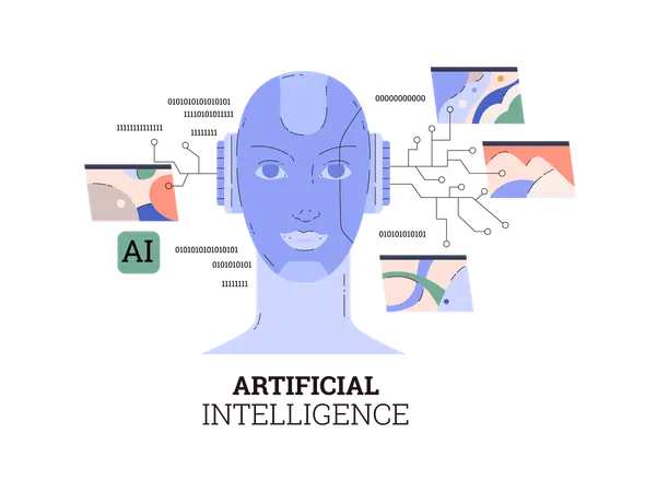 Artificial intelligence and technology  Illustration