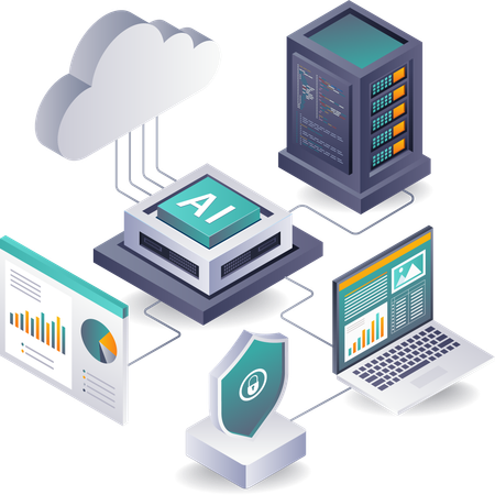 Artificial Intelligence Applications in Cloud Server Development  Illustration