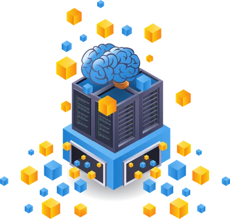 Artificial intelligence blockchain technology  Illustration