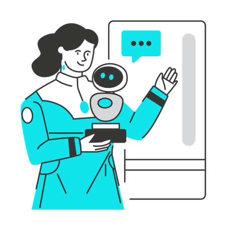 Artificial Intelligence bot answers client questions  Illustration