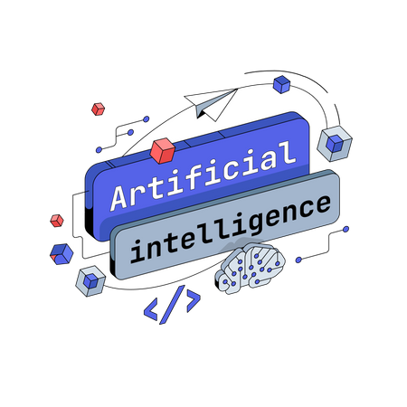 Artificial intelligence button  Illustration