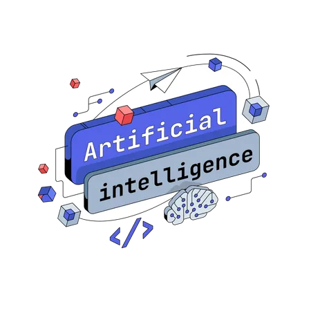 Artificial intelligence button  Illustration