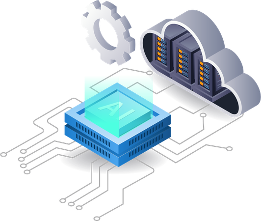 Artificial intelligence cloud server network  Illustration