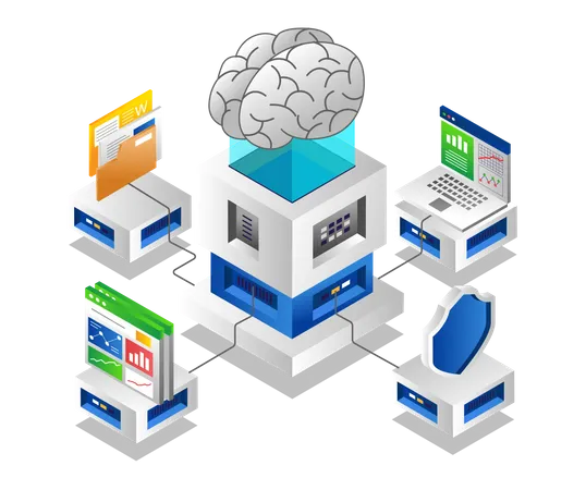 Artificial intelligence cloud server network  Illustration