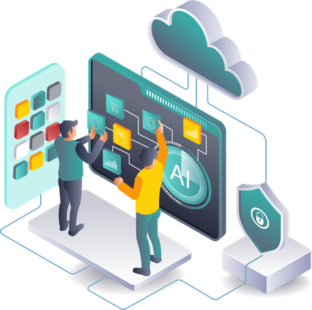 Artificial Intelligence Cloud Server Networks  Illustration