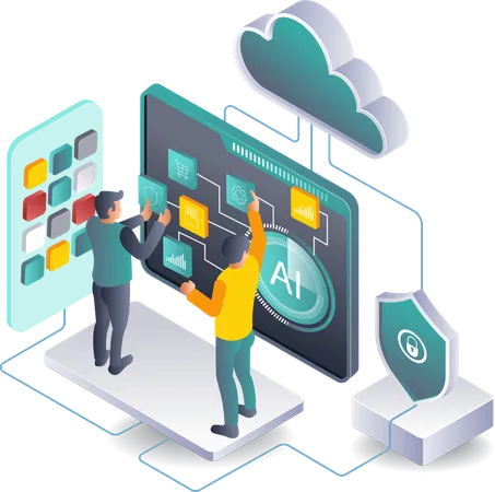 Artificial Intelligence Cloud Server Networks  Illustration