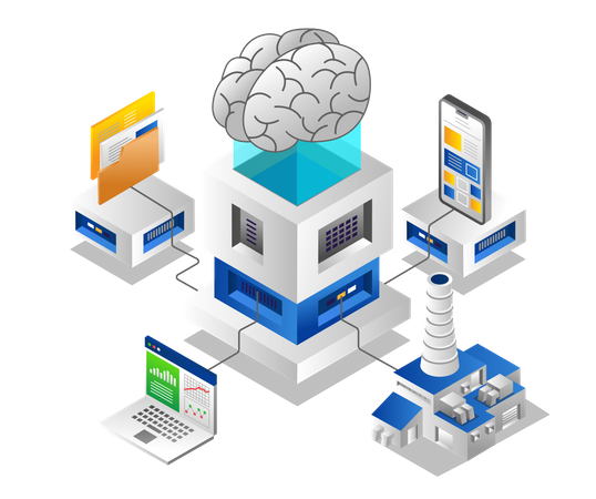 Artificial intelligence control multiple devices  Illustration