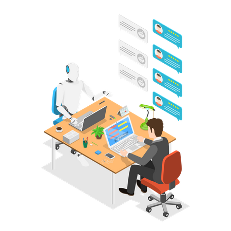 Artificial intelligence customer support bot  Illustration