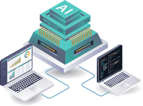 Artificial intelligence data analysis system for servers  Illustration