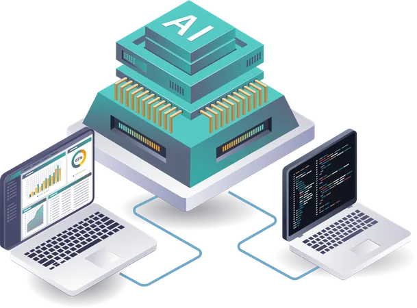 Artificial intelligence data analysis system for servers  Illustration